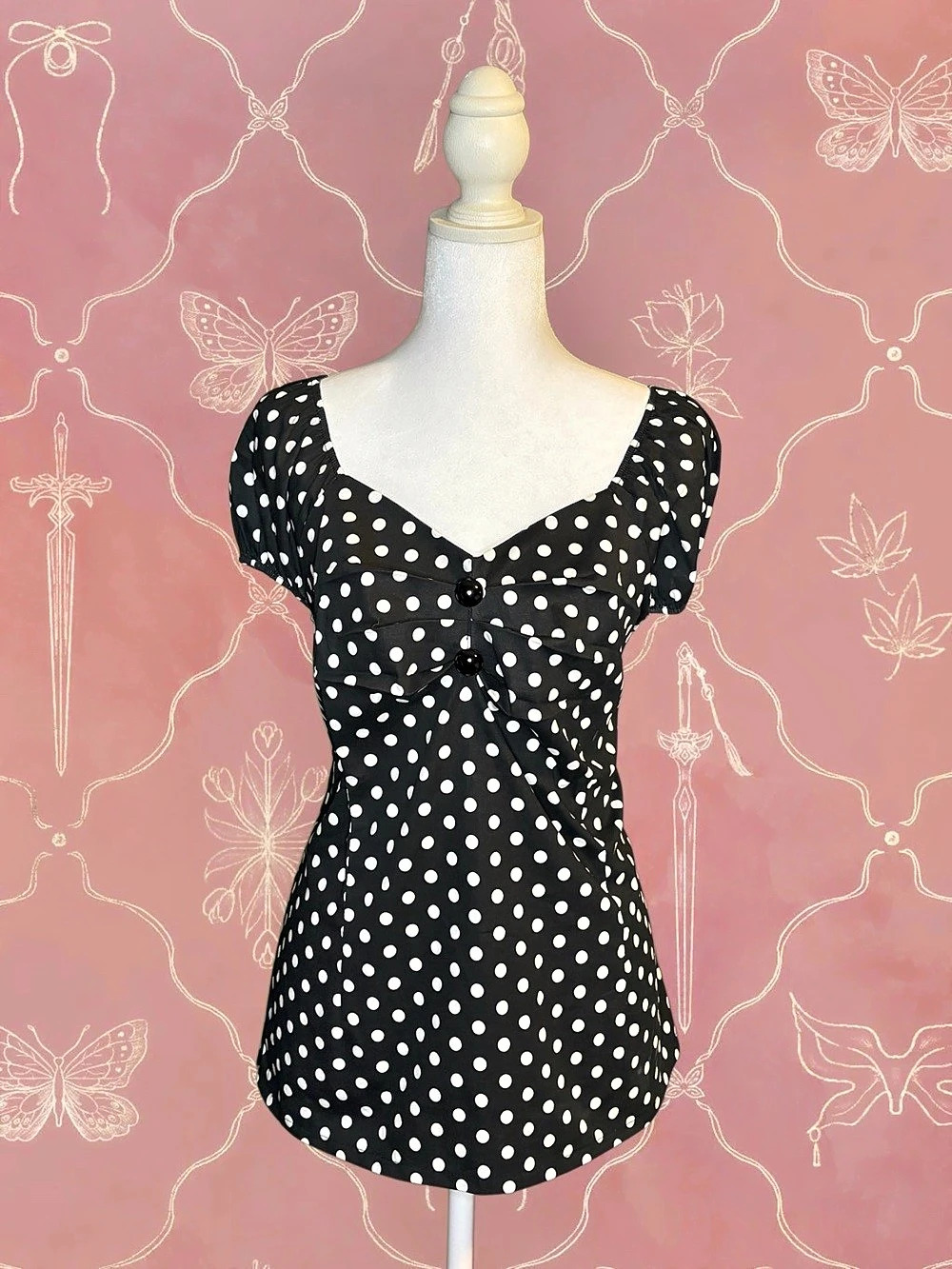 Polka Dot Puff Sleeve Blouse